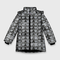 Куртка зимняя для девочки Энди Уорхол 200 $-ых банкнот, цвет: 3D-черный