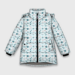 Куртка зимняя для девочки Морской фон, цвет: 3D-светло-серый