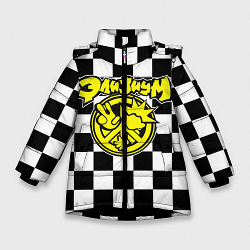 Зимняя куртка для девочки Элизиум рок группа клетка / 3D-Черный – фото 1
