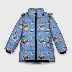 Куртка зимняя для девочки Недовольный Кот, цвет: 3D-черный