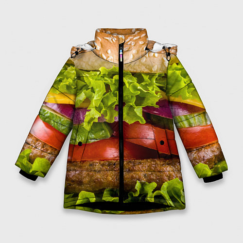 Зимняя куртка для девочки Бургер / 3D-Черный – фото 1