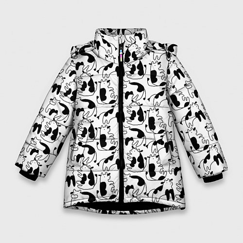 Зимняя куртка для девочки Коровы / 3D-Черный – фото 1