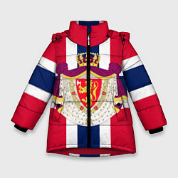 Куртка зимняя для девочки Норвегия Флаг и герб Норвегии, цвет: 3D-красный