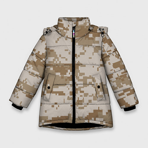 Зимняя куртка для девочки Камуфляжный пиксель / 3D-Черный – фото 1