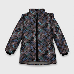 Куртка зимняя для девочки Коричневый абстрактный узор, цвет: 3D-светло-серый