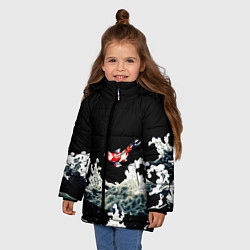 Куртка зимняя для девочки Карп Кои Волна Япония Рыба, цвет: 3D-черный — фото 2