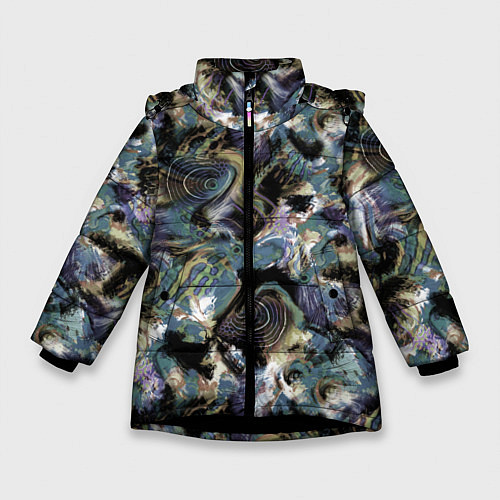 Зимняя куртка для девочки Узор для рыбака / 3D-Черный – фото 1
