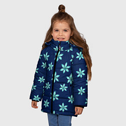 Куртка зимняя для девочки Цветы Голубые, цвет: 3D-черный — фото 2