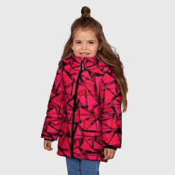 Куртка зимняя для девочки Красно-черный полигональный, цвет: 3D-красный — фото 2