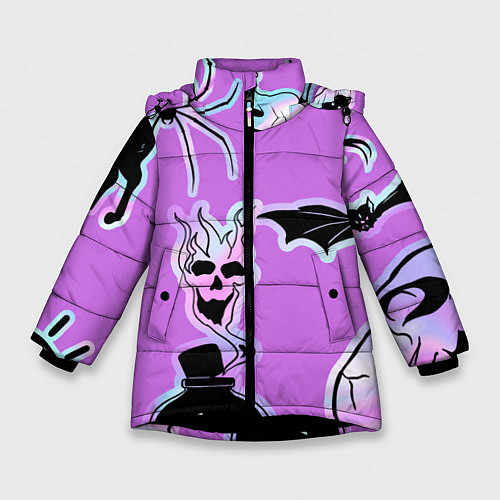 Зимняя куртка для девочки Зелье смерти,паук-Holographica / 3D-Черный – фото 1