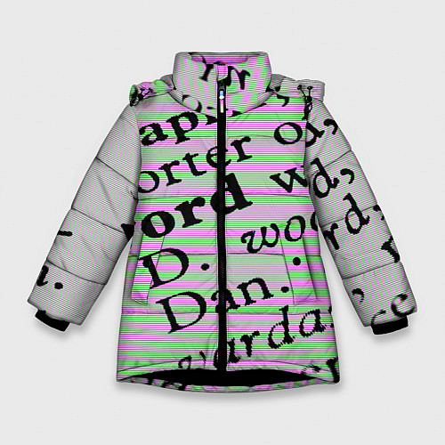 Зимняя куртка для девочки Текст из словоря / 3D-Черный – фото 1