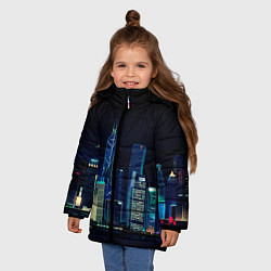 Куртка зимняя для девочки СВЕТЯЩИЙСЯ ГОРОД, цвет: 3D-черный — фото 2