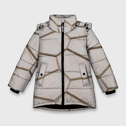 Куртка зимняя для девочки Ячейки, цвет: 3D-черный