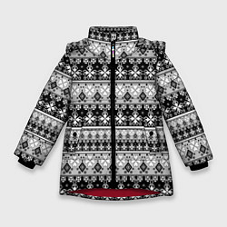 Зимняя куртка для девочки Черно-белый орнамент