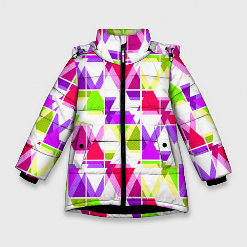 Зимняя куртка для девочки Абстрактный яркий узор / 3D-Черный – фото 1
