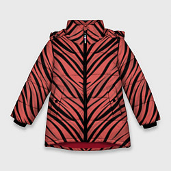 Куртка зимняя для девочки Полосатый тигровый узор, цвет: 3D-красный