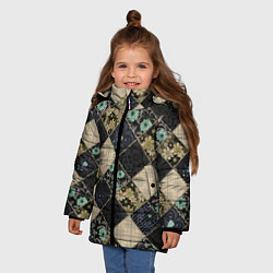 Куртка зимняя для девочки Лоскутное шитье, цвет: 3D-черный — фото 2