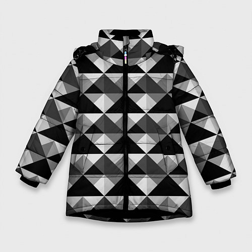 Зимняя куртка для девочки Современный геометрический / 3D-Черный – фото 1