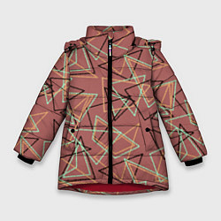 Куртка зимняя для девочки Террактовый геометрический, цвет: 3D-красный