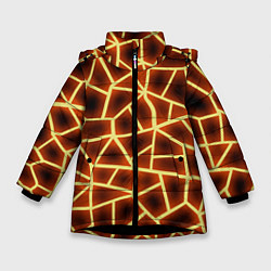 Куртка зимняя для девочки Огненная геометрия, цвет: 3D-черный