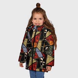 Куртка зимняя для девочки Разноцветные заплатки, цвет: 3D-черный — фото 2