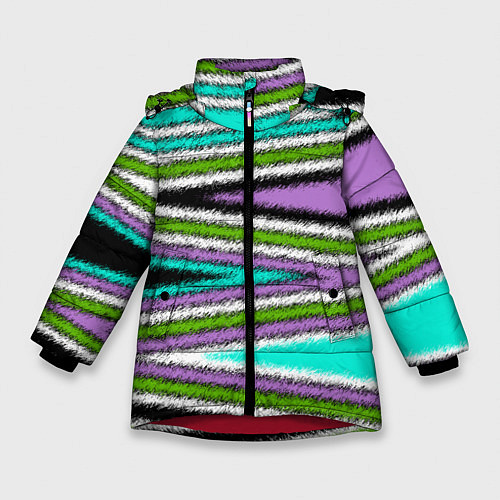 Зимняя куртка для девочки Абстрактный асимметричный / 3D-Красный – фото 1