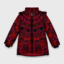 Куртка зимняя для девочки Акварельный калейдоскоп, цвет: 3D-красный