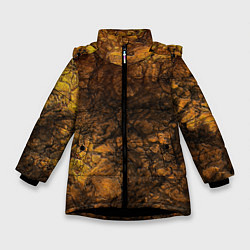Зимняя куртка для девочки Желто-черная текстура камня