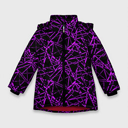 Зимняя куртка для девочки Фиолетово-черный абстрактный узор