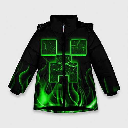 Зимняя куртка для девочки MINECRAFT TEXTURE FIRE / 3D-Черный – фото 1