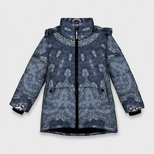 Зимняя куртка для девочки Серый восточный орнамент мандала / 3D-Черный – фото 1