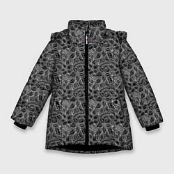 Зимняя куртка для девочки Черно-белый ажурный узор