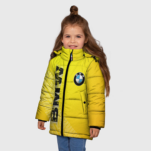 Зимняя куртка для девочки BMW СЛЕДЫ ШИН БМВ / 3D-Красный – фото 3