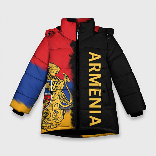 Зимняя куртка для девочки Armenia Flag and emblem / 3D-Черный – фото 1