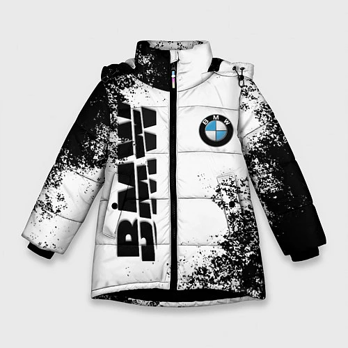 Зимняя куртка для девочки BMW БМВ РАЗРЕЗАННОЕ ЛОГО / 3D-Черный – фото 1