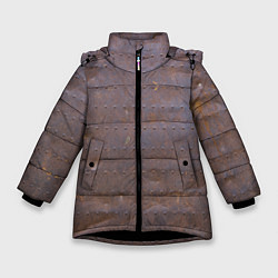 Куртка зимняя для девочки Ржавый металл, цвет: 3D-черный