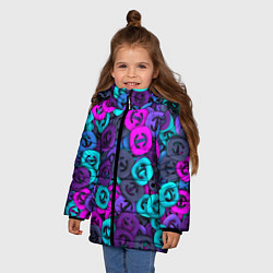 Куртка зимняя для девочки Неоновые снаперсы, цвет: 3D-черный — фото 2