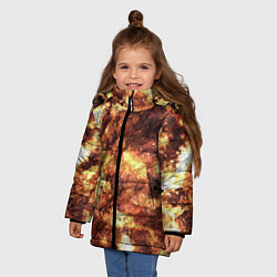 Куртка зимняя для девочки Кожаный камуфляж, цвет: 3D-черный — фото 2
