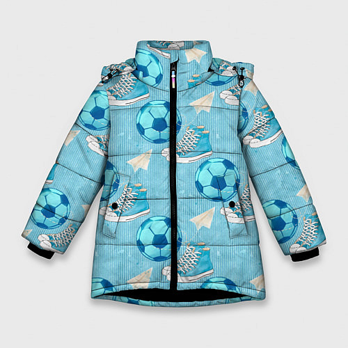Зимняя куртка для девочки Юный футболист / 3D-Черный – фото 1