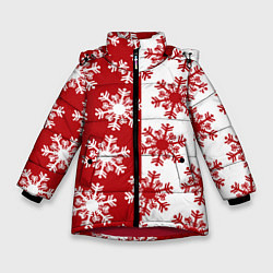Куртка зимняя для девочки Новогодние Снежинки 2022, цвет: 3D-красный