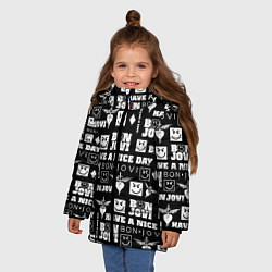 Куртка зимняя для девочки BON JOVI ЛОГОБОМБИНГ БОН ДЖОВИ ПАТТЕРН ИЗ ЛОГОТИПО, цвет: 3D-черный — фото 2