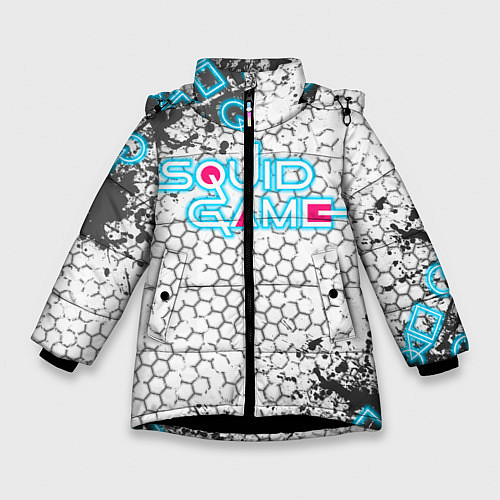 Зимняя куртка для девочки Игра в кальмара / 3D-Черный – фото 1