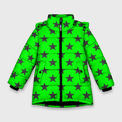 Зимняя куртка для девочки Звездный фон зеленый