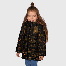 Куртка зимняя для девочки ХЕЛЛОУИН ПАТТЕРН КОТИКИ HALLOWEEN KITTY, цвет: 3D-красный — фото 2