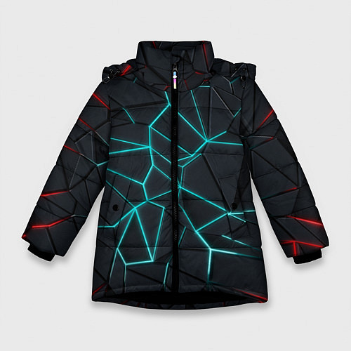 Зимняя куртка для девочки Геометрический фон / 3D-Черный – фото 1