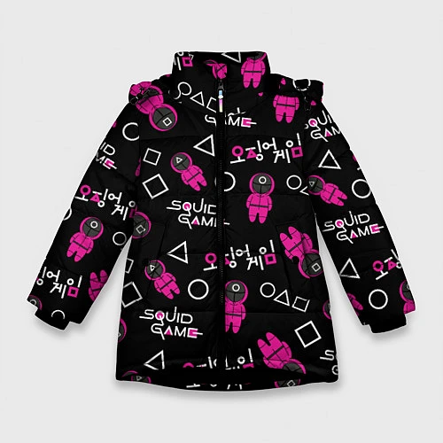 Зимняя куртка для девочки Игра в кальмара: Паттерн / 3D-Черный – фото 1