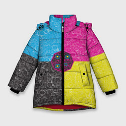 Куртка зимняя для девочки Октагон на фоне АПВ 4 1 14, цвет: 3D-красный