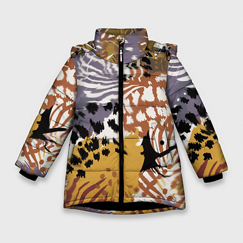 Зимняя куртка для девочки Зебра Пятнистая / 3D-Черный – фото 1
