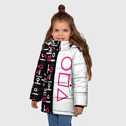 Куртка зимняя для девочки Игра в кальмара: Стражи, цвет: 3D-красный — фото 2