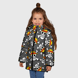 Куртка зимняя для девочки Ван-Пис, Мугивара узор, цвет: 3D-черный — фото 2
